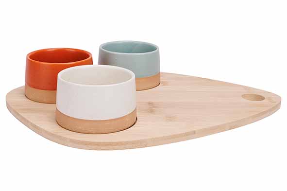 Dela Aperoschüssel 3 St.+ Holzplatte